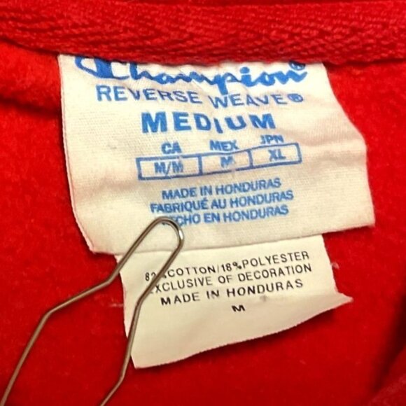 RED CHAMPION REVERSE WEAVE HOODIE SWEATSHIRT SZ M RED FLEECE VERY CLEAN WOMENS - Picture 3 of 4